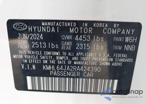 2024 Hyundai Sonata Sel z USA, uszkodzony, nr VIN KMHL64JA2RA424390